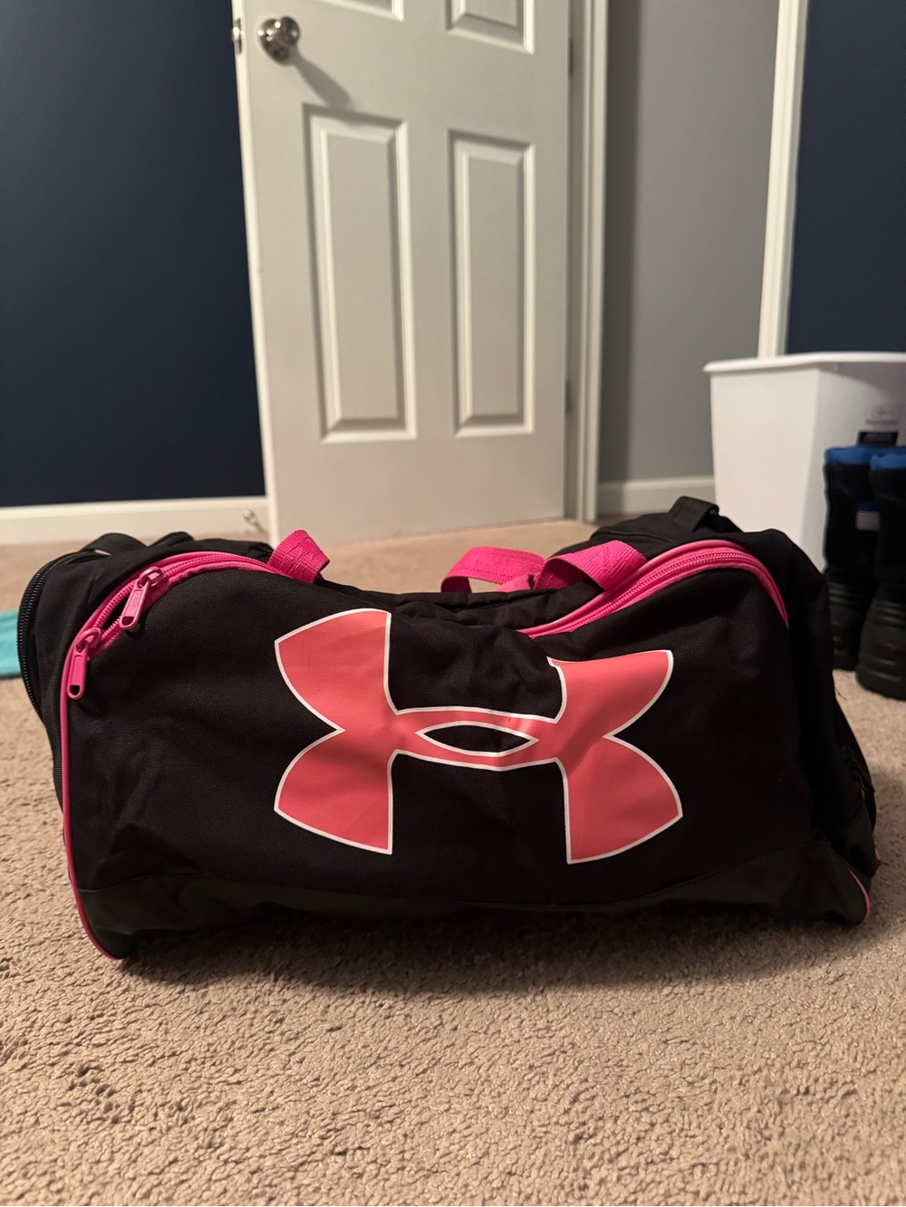 Under Armour Black with Pink Logo Gym Duffle